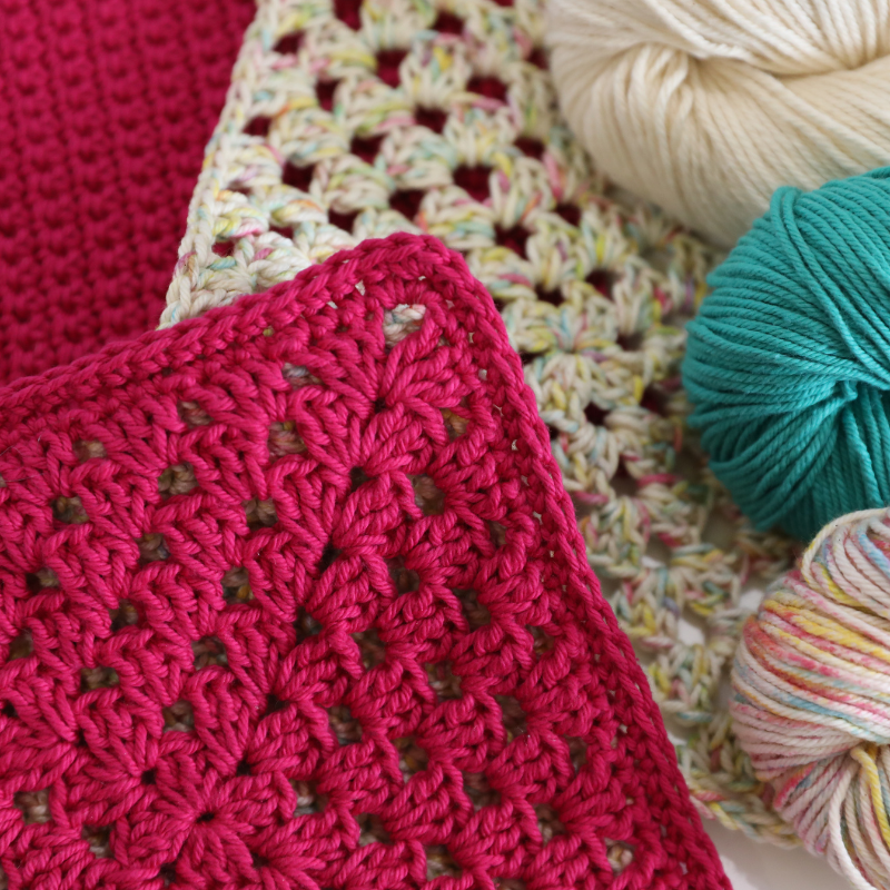 Crocheted Cotton Square Potholder Set of 4