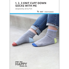 Load image into Gallery viewer, 1, 2, 3, Knit Cuff-Down Socks Printed Pattern
