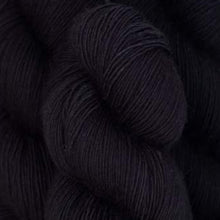 Load image into Gallery viewer, Skein of Madelinetosh Tosh Sock Sock weight yarn in the color Onyx (Black) for knitting and crocheting.

