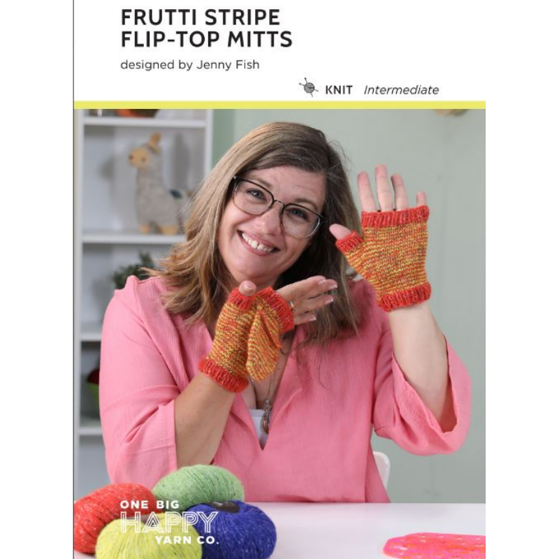 Frutti Stripe Flip-Top Mitts Printed Knitting Pattern