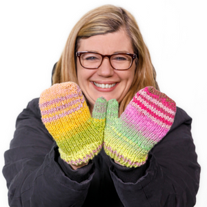 One Big Happy Basic Striped Mittens PDF Knitting Pattern