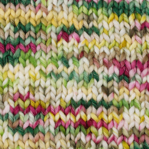 Skein of Berroco Coco Super Bulky weight yarn in the color Meadow (Green) for knitting and crocheting.