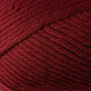 Skein of Berroco Comfort Chunky Bulky weight yarn in the color Beet Root (Red) for knitting and crocheting.