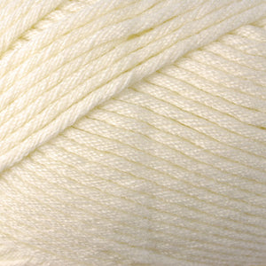Skein of Berroco Comfort Chunky Bulky weight yarn in the color Ivory (Cream) for knitting and crocheting.