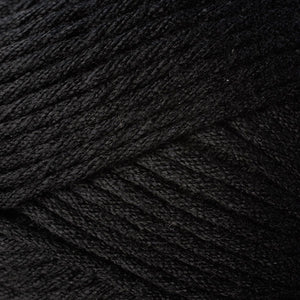 Skein of Berroco Comfort Chunky Bulky weight yarn in the color Liquorice (Black) for knitting and crocheting.