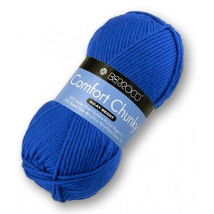 Skein of Berroco Comfort Chunky Bulky weight yarn in the color Primary Blue (Blue) for knitting and crocheting