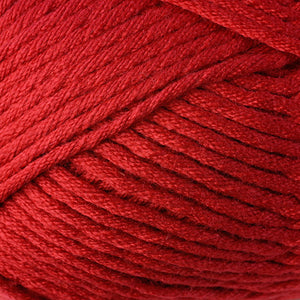 Skein of Berroco Comfort Chunky Bulky weight yarn in the color Primary Red (Red) for knitting and crocheting.