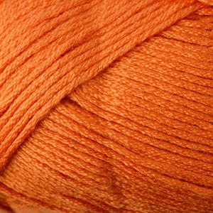 Skein of Berroco Comfort DK DK weight yarn in the color Kidz Orange (Orange) for knitting and crocheting.