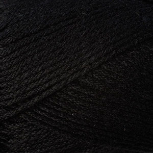 Skein of Berroco Comfort DK DK weight yarn in the color Liquorice (Black) for knitting and crocheting.