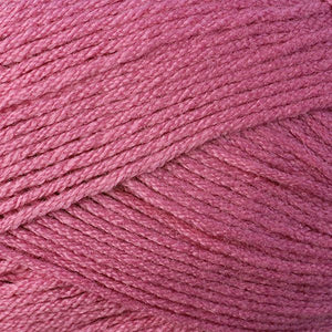 Skein of Berroco Comfort DK DK weight yarn in the color Rosebud (Pink) for knitting and crocheting.