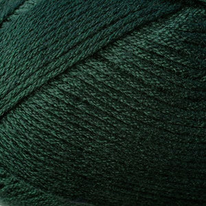 Skein of Berroco Comfort DK DK weight yarn in the color Spruce (Green) for knitting and crocheting.