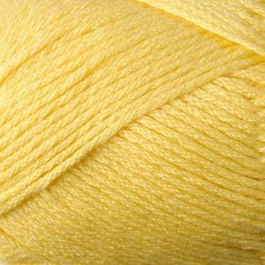 Skein of Berroco Comfort DK DK weight yarn in the color Sunshine (Yellow) for knitting and crocheting.