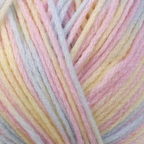 Skein of Berroco Comfort DK Print DK weight yarn in the color Birthday Cake (Pink) for knitting and crocheting.