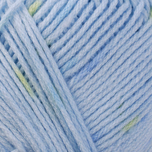Skein of Berroco Comfort DK Print DK weight yarn in the color Twinkles (Blue) for knitting and crocheting.