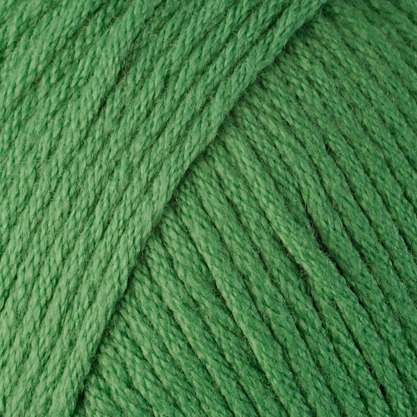 Skein of Berroco Comfort Worsted Worsted weight yarn in the color Grass (Green) for knitting and crocheting.