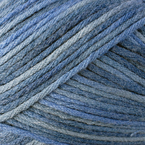 Skein of Berroco Comfort Worsted Worsted weight yarn in the color Military Mix (Green) for knitting and crocheting.