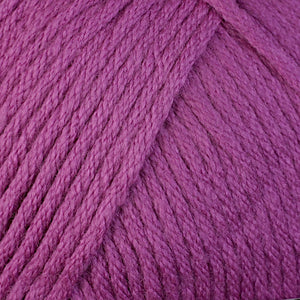 Skein of Berroco Comfort Worsted Worsted weight yarn in the color Orchid (Purple) for knitting and crocheting.