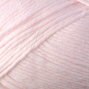 Skein of Berroco Comfort Worsted Worsted weight yarn in the color Pretty Pink (Pink) for knitting and crocheting.
