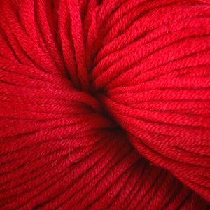Skein of Berroco Modern Cotton Worsted weight yarn in color Rhode Island Red (Red) for knitting and crocheting.
