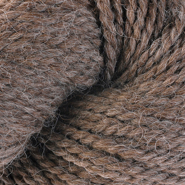 Skein of Berroco Ultra Alpaca Chunky Bulky weight yarn in the color Buckwheat (Brown) for knitting and crocheting.