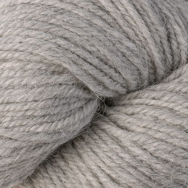 Skein of Berroco Ultra Alpaca Light DK weight yarn in the color Moonshadow (Gray) for knitting and crocheting.