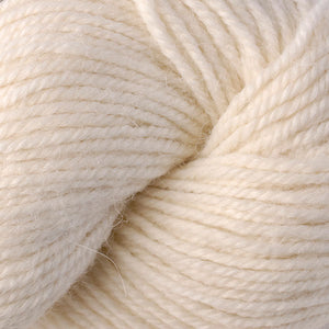 Skein of Berroco Ultra Alpaca Light DK weight yarn in the color Winter White (White) for knitting and crocheting.