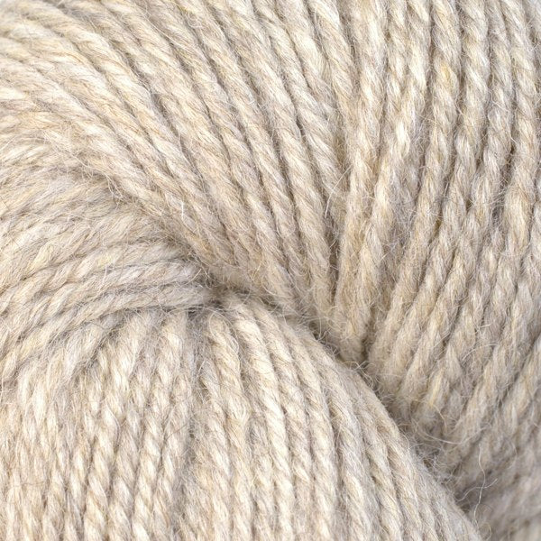 Skein of Berroco Ultra Alpaca Worsted weight yarn in the color Barley (Tan) for knitting and crocheting.