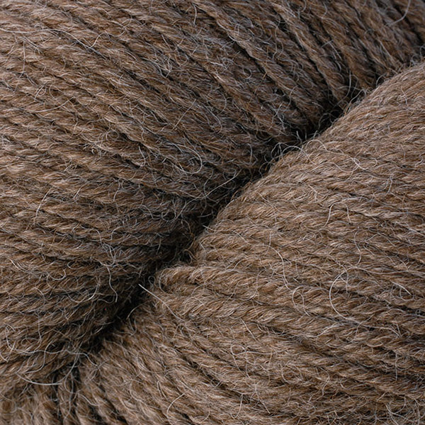 Skein of Berroco Ultra Alpaca Worsted weight yarn in the color Buckwheat (Brown) for knitting and crocheting.