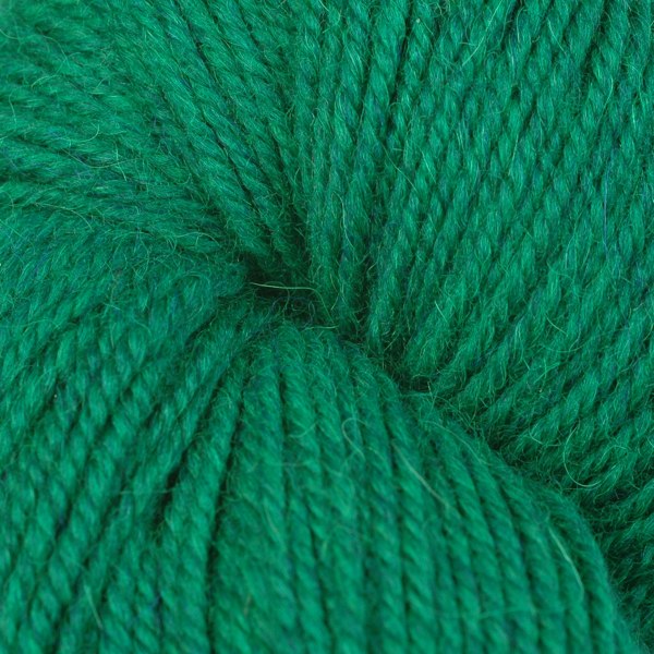 Skein of Berroco Ultra Alpaca Worsted weight yarn in the color Emerald Mix (Green) for knitting and crocheting.