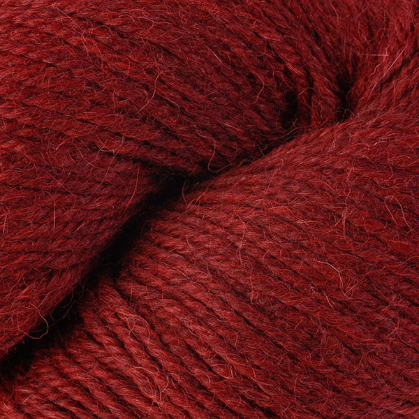Skein of Berroco Ultra Alpaca Worsted weight yarn in the color Redwood Mix (Red) for knitting and crocheting.