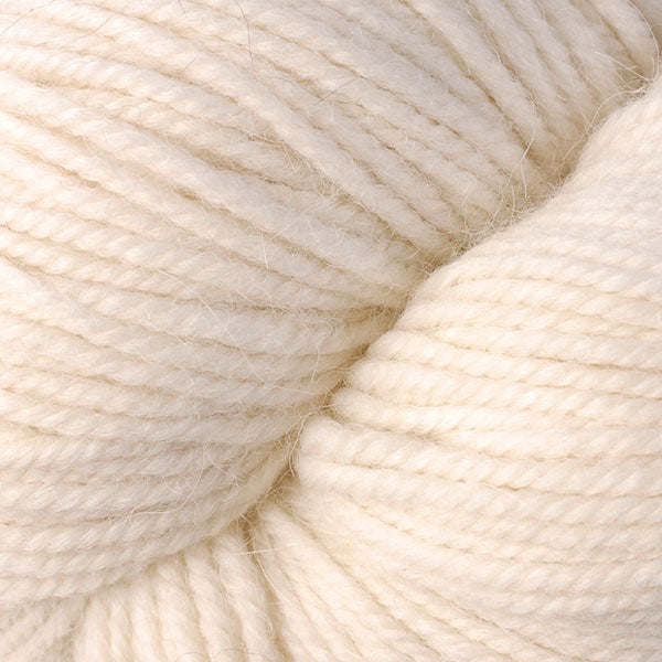 Skein of Berroco Ultra Alpaca Worsted weight yarn in the color Winter White (White) for knitting and crocheting.