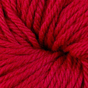 Skein of Berroco Vintage Chunky Bulky weight yarn in the color Cardinal (Red) for knitting and crocheting.