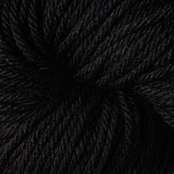 Skein of Berroco Vintage Chunky Bulky weight yarn in the color Cast Iron (Black) for knitting and crocheting.