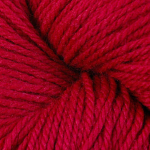 Skein of Berroco Vintage DK DK weight yarn in the color Cardinal (Red) for knitting and crocheting.