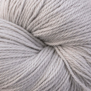 Skein of Berroco Vintage DK DK weight yarn in the color Dove (Gray) for knitting and crocheting.