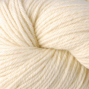 Skein of Berroco Vintage Worsted weight yarn in the color Buttercream (Cream) for knitting and crocheting.