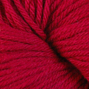 Skein of Berroco Vintage  Worsted weight yarn in the color Cardinal (Red) for knitting and crocheting.