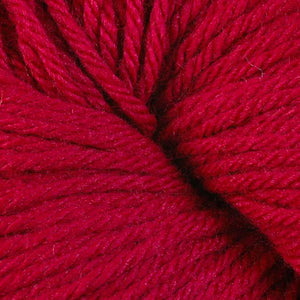 Skein of Berroco Vintage  Worsted weight yarn in the color Cardinal (Red) for knitting and crocheting.