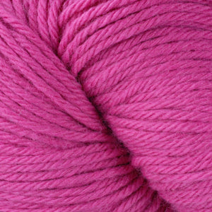 Skein of Berroco Vintage  Worsted weight yarn in the color Shocking (Pink) for knitting and crocheting.
