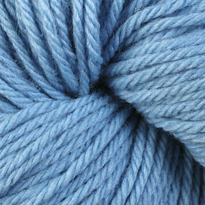 Skein of Berroco Vintage Worsted weight yarn in the color Sky Blue (Blue) for knitting and crocheting.
