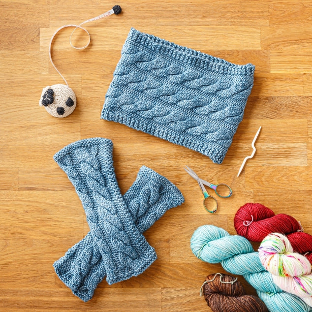 Cable Cowl & Fingerless Mitts Knit Kit