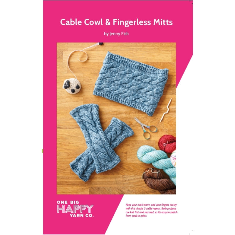 Cable Cowl & Fingerless Mitts Printed Knitting Pattern