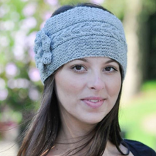 Load image into Gallery viewer, Cabled Headband with Flower Knit Kit
