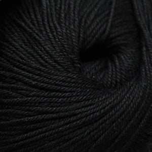 Skein of Cascade 220 Superwash Worsted weight yarn in the color Black (Black) for knitting and crocheting.