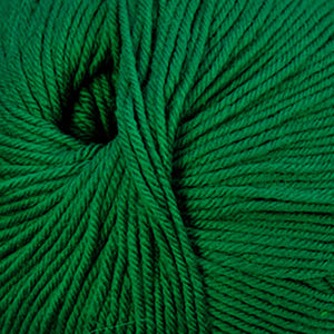 Skein of Cascade 220 Superwash Worsted weight yarn in the color Christmas Green (Green) for knitting and crocheting.