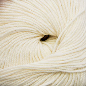 Skein of Cascade 220 Superwash Worsted weight yarn in the color Winter White (White) for knitting and crocheting.