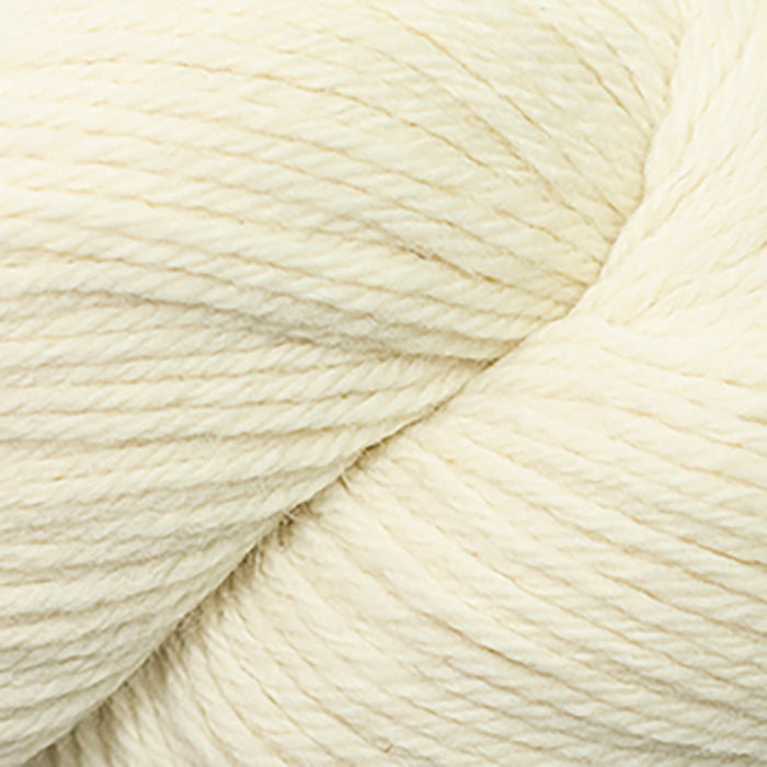 Skein of Cascade 220 Worsted weight yarn in the color Natural (Cream) for knitting and crocheting.