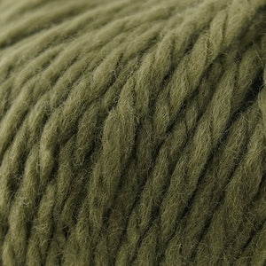 Skein of Cascade Llana Grande Super Bulky weight yarn in the color Cadmium Green (Green) for knitting and crocheting.