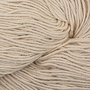 Skein of Cascade Nifty Cotton Worsted weight yarn in the color Buff (Tan) for knitting and crocheting.