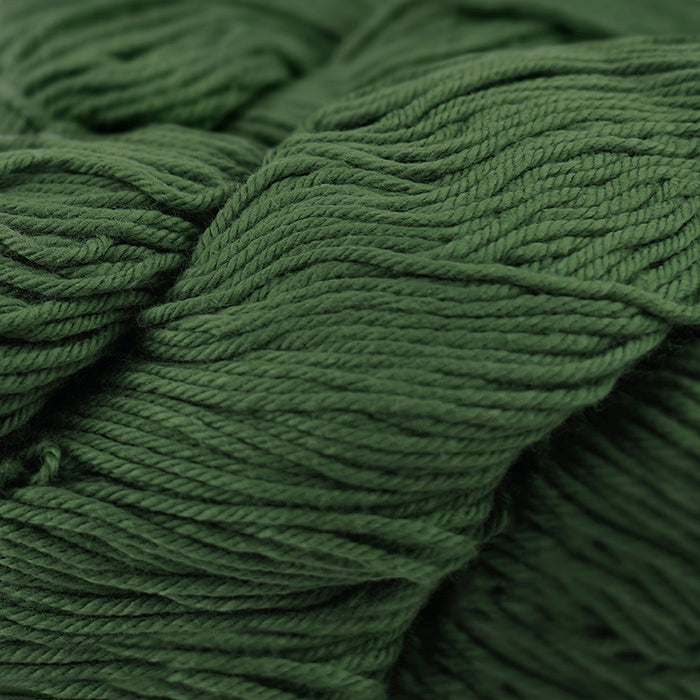 Skein of Cascade Nifty Cotton Worsted weight yarn in the color Chive (Green) for knitting and crocheting.